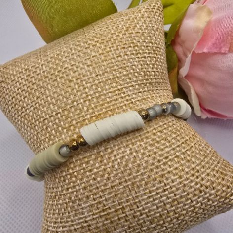 Bransoletka ecru z zielenią