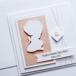 Delikatna kartka na Komunię dla dziewczynki 