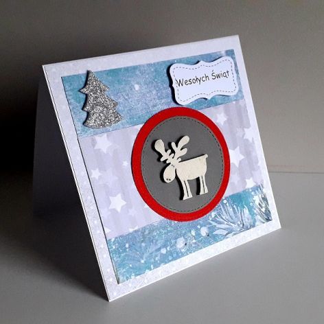 Kartka Boże Narodzenie handmade łoś