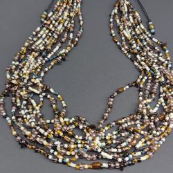 Naszyjnik Mix Korali Drobnych Brązowych Kremowych Z Drobinkami