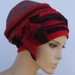 lekki turban BORDOWY - szarfa wiązana z boku głowy