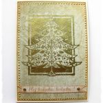 Kartka świąteczna ze złotą choinką - 