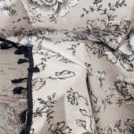Zasłona gotowa na tunel lniana boho z frędzlami kwiaty SHABBY 150/240cm - 