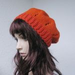 pomarańczowy klasyczny beret wełniany - 