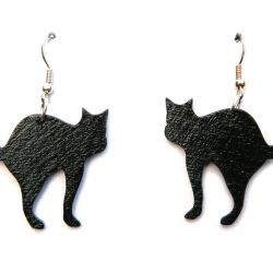 Kolczyki czarny kot, biżuteria z motywem kota