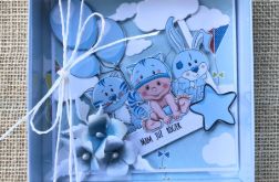 112- kartka na roczek w pudełku dla chłopczyka