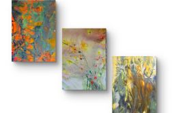 Kompozycja wiosenna akwarela tryptyk