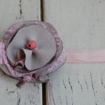 Retro opaska niemowlęca "Szary z różem" - 