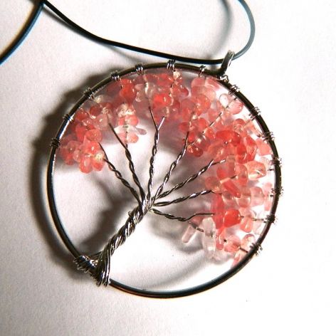 Drzewko z różowym kwarcem,wire wrapping