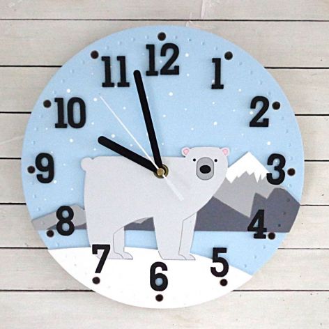 Zegar dla dziecka z misiem polarnym