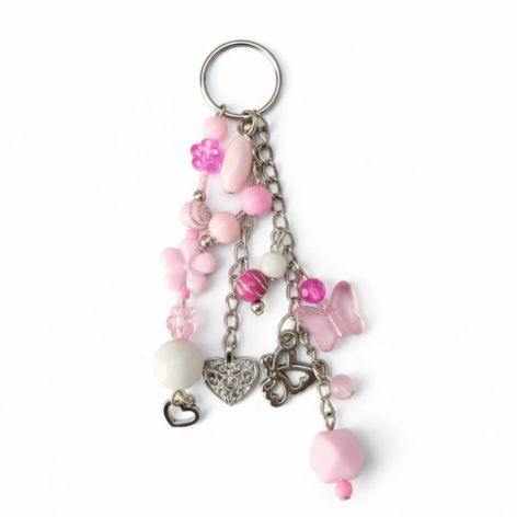 Różowo srebrny pastelowy breloczek
