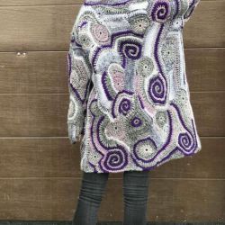 Szary cardigan freeform crochet