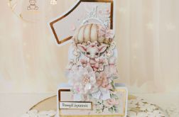Kartka cyferka roczek "Rose Giraffe 1" GOTOWA