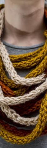 Zamotka, włóczkowy naszyjnik, makaronowy szal