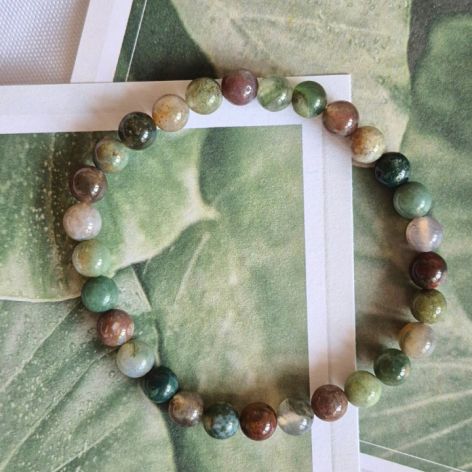 Bransoletka na gume - agat indyjski 6mm