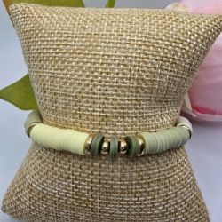 Bransoletka oliwkowo-kremowa