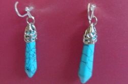 Turkus niebieski i srebro, długie efektowne kolczyki z turkusami
