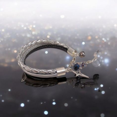 Bransoletka rzemykowa szara