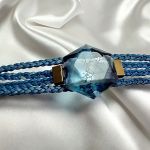 Blue Day - bransoleta z żywicy i rzemieni - 