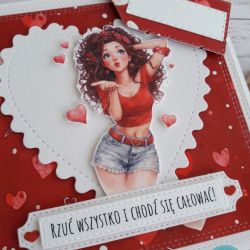 Kartka na walentynki z całuśną dziewczyną 2, nietypowy napis