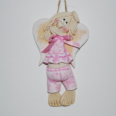 Pora spać? - aniołek z masy solnej, prezent, dekoracja