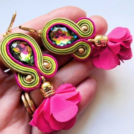 Hot Pink&Mustard kolczyki sutasz