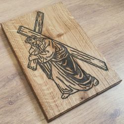 Obraz w Drewnie - Jezus z Krzyżem