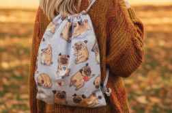 Plecakotorba worek 2w1 z mopsami – unikatowe handmade
