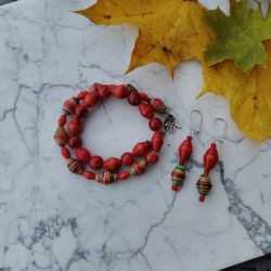 Jesienna Energia – komplet biżuterii z ręcznie robionych koralików