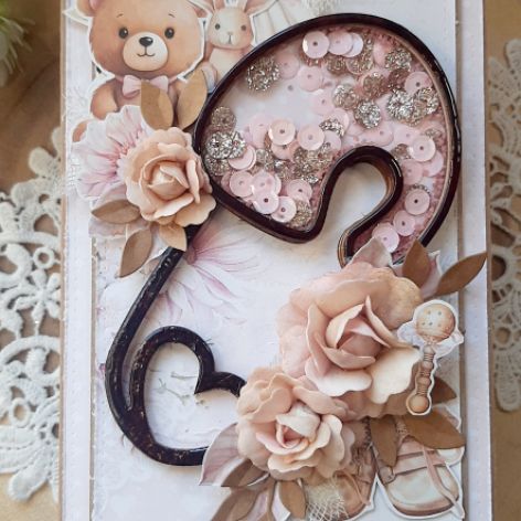 Kartka z agrafką dla dziewczynki