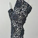 Rękawiczki, mitenki szydełkowe czarne - Modne rękawiczki