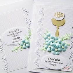 Kartka PAMIĄTKA I KOMUNII z kielichem #16