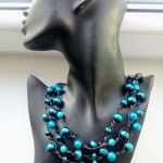 Turquoise - Naszyjnik sznurek i szkło - Kolor czarno-turkusowy
