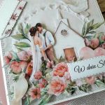 Kartka ślubna w różach z kieszonką - Kartka z kopertą i etykietką
