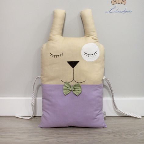 Poduszka dekoracyjna króliczek, fiolet-beż