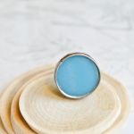 Niebieski - pierścionek ze szkłem - 
