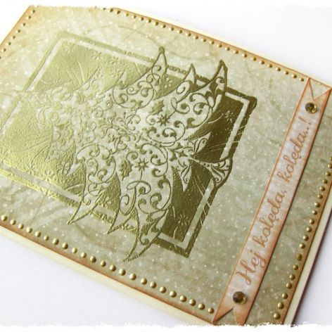 Kartka świąteczna ze złotą choinką