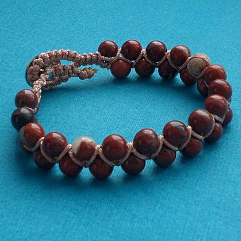 Jaspis Czerwony bransoletka makrama
