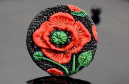 Duży pierścionek czerwony mak