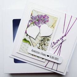 Kartka ślubna z dwoma sercami retro handmade