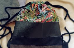 Czarny plecak worek botaniczny żakard