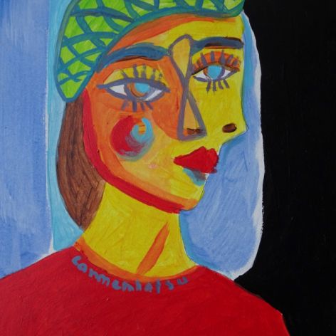 obraz portret kobieta w berecie picasso style