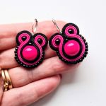 Black&Fuchsia kolczyki sutasz - 