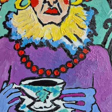 Obraz ręcznie malowany koci dwór