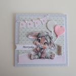 Personalizowana kartka na urodziny roczek z króliczkiem - Personalizowana kartka na urodziny roczek z króliczkiem