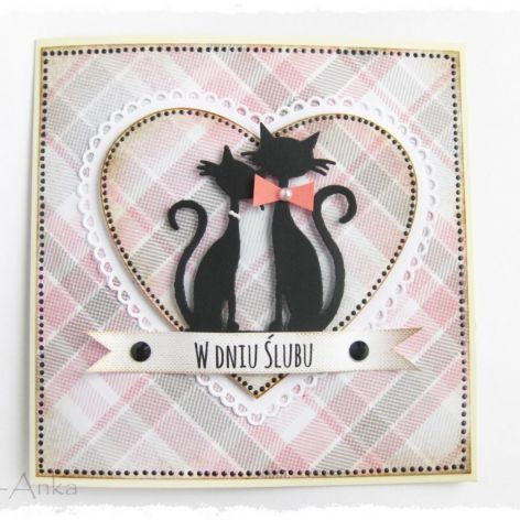 Kartka na ślub z kotkami