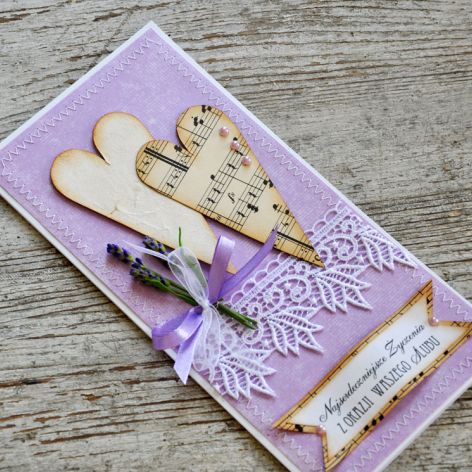 Lawendowa kartka ślubna 1