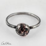 Kamyk - miedziany kolczyk - sztyft rozm. 11 (2211-04) - srebrny pierścionek
