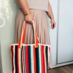 Torba na ramię, torebka do ręki ,kolorowe pasy.  - 