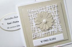 Kartka W DNIU ŚLUBU beżowo-biała